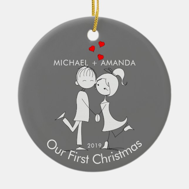 Couple Love Our First Christmas Ceramic Tree Decoration (Front)
