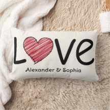 Couple Love Scribble Heart Modern Black & Red