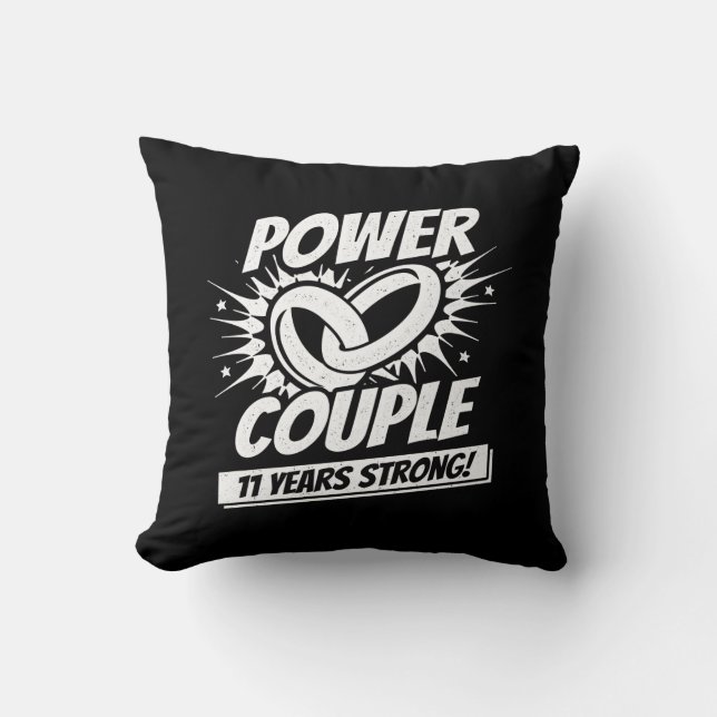 Couple Married 11 Years - 11th Wedding Anniversary Cushion (Front)