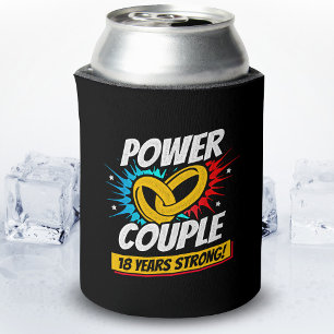 Couple Married 18 Years - 18th Wedding Anniversary Can Cooler