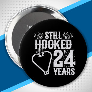 Couple Married 24 Years - 24th Wedding Anniversary 10 Cm Round Badge