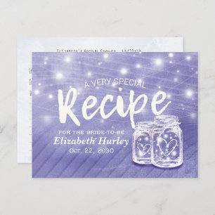 Couple Mason Jar String Light Bridal Shower Recipe Invitation Postcard