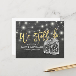 Couple Mason Jars We Still Do Wedding Postponement Announcement Postcard