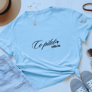 Couple Matching Co-Pilot Aeroplane Blue Personalis T-Shirt