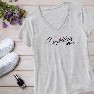 Couple Matching Co-Pilot & Airplane Personalized T-Shirt