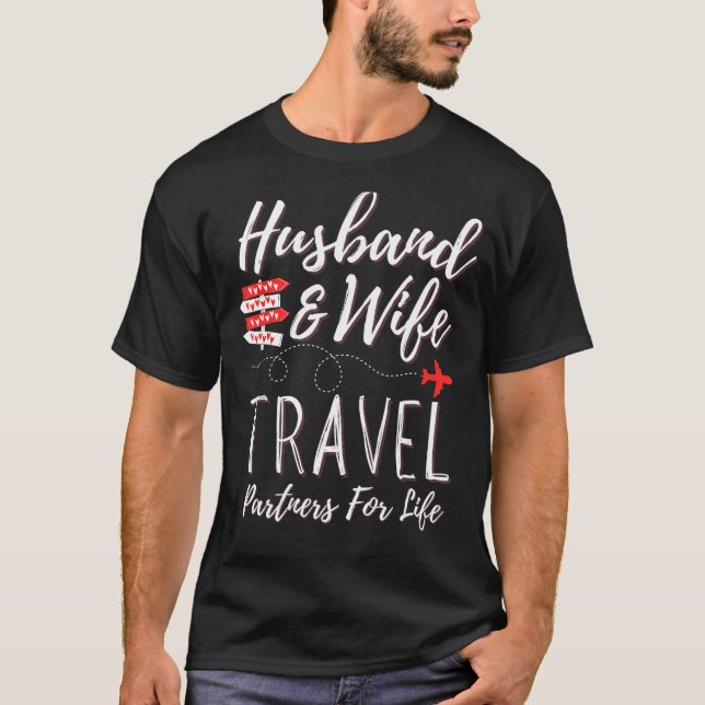 Couple Matching Husband And Wife Travel Partners F T-Shirt (Front)
