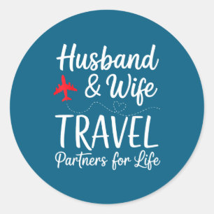 Couple Matching Husband Wife Travel Classic Round Sticker