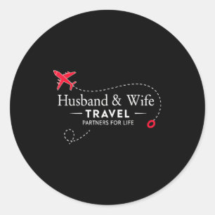 Couple Matching Husband Wife Travel Classic Round Sticker