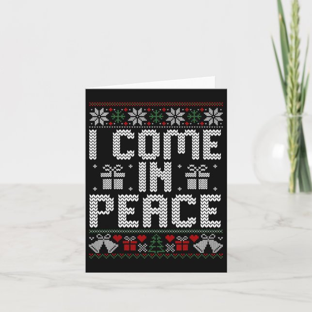 Couple Matching Peace I Come In Peace Ugly Sweater Card (Front)