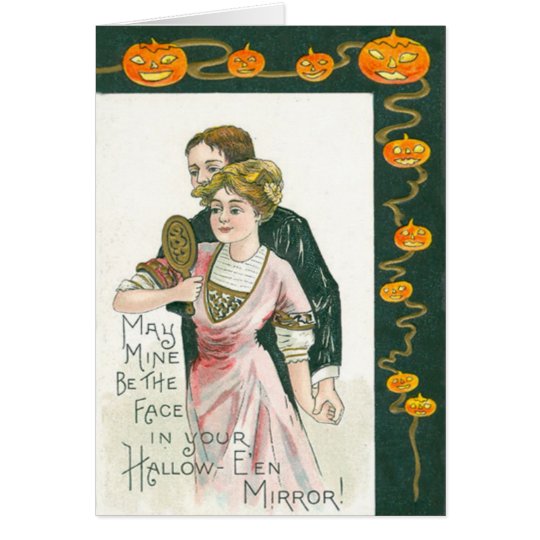 Couple Mirror Marriage Jack O Lantern Pumpkin Card