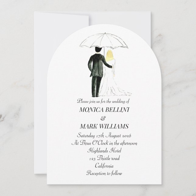 Couple Modern Watercolor Minimalist Wedding Invitation (Front)