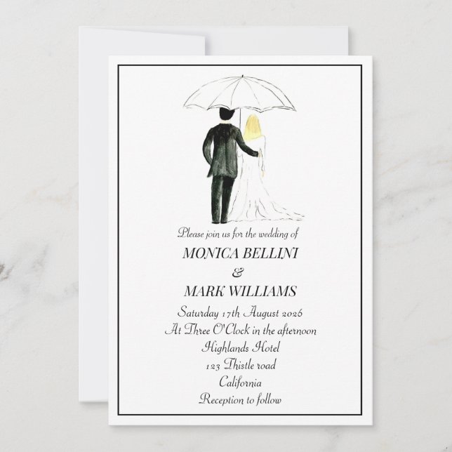 Couple Modern Watercolor Minimalist Wedding Invitation (Front)