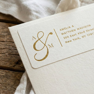 Couple Monogram Ampersad White Address Label