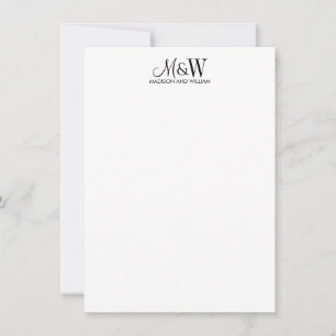 Couple Monogram Minimalist Black White Card