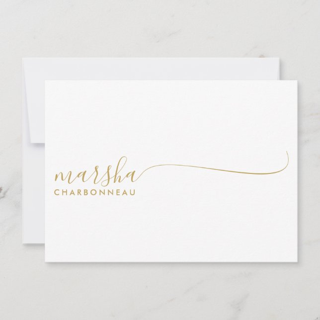 Couple Monogram Minimalist Gold Script  Card (Front)