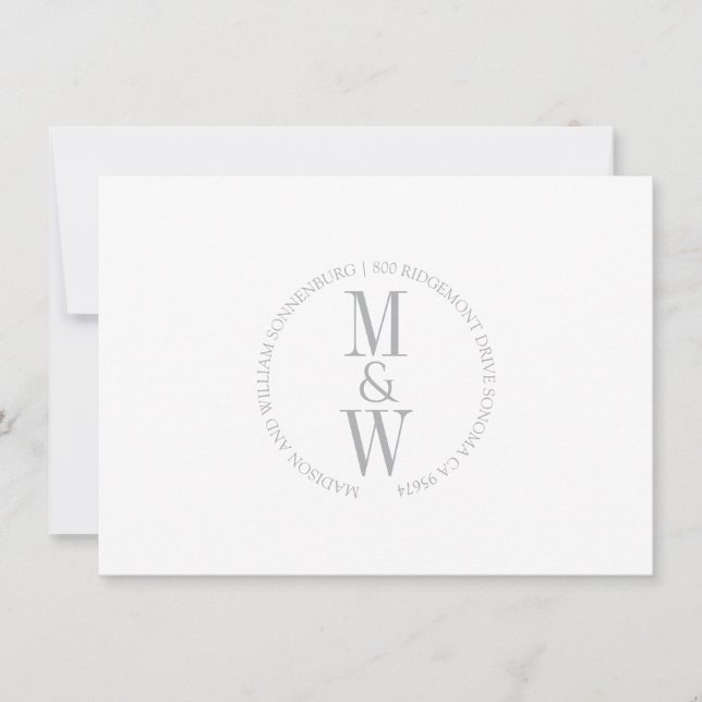 Couple Monogram Minimalist Grey Card (Front)