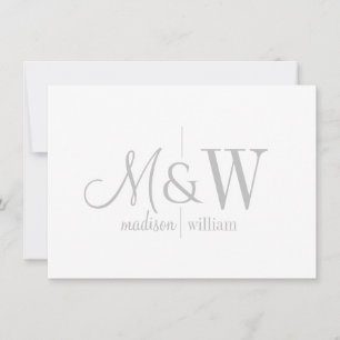 Couple Monogram Minimalist Grey Script & Serif Card