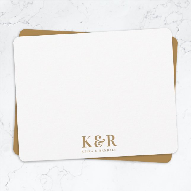 Couple Monogram Minimalist Simple Gold and White Card (Creator Uploaded)