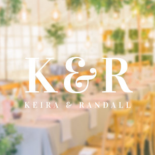 Couple Monogram Minimalist Simple White Nameplate Window Cling
