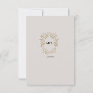 Couple Monogram MINIMALIST wedding date Thank You Card