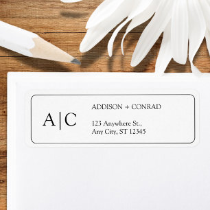 Couple Monogram Minimalist White Return Address