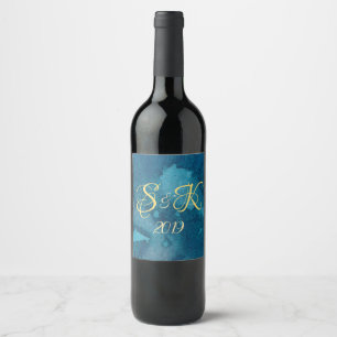 Couple Monogram Wedding Favour Wine Label