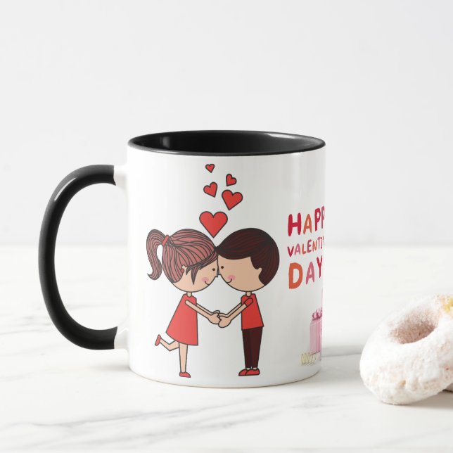 Couple mug, coffee mug for Valentine's Day gift (With Donut)