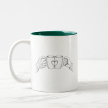Couple Mugs Heart Toast Colouring Page Line Art Mu