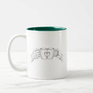 Couple Mugs Heart Toast Colouring Page Line Art Mu
