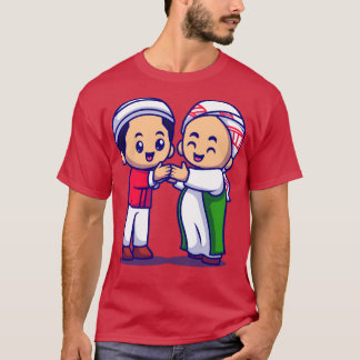 Couple Muslim Men Shaking Hands Cartoon T-Shirt