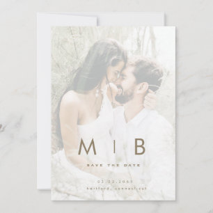 Couple Muted Photo Gold Text Save the Date
