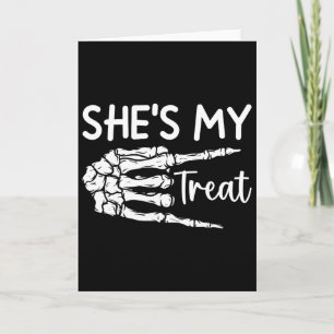 Couple My Treat Skeleton Matching Halloween Costum Card