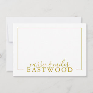 Couple Name Gold Script Serif Wedding Note Cards