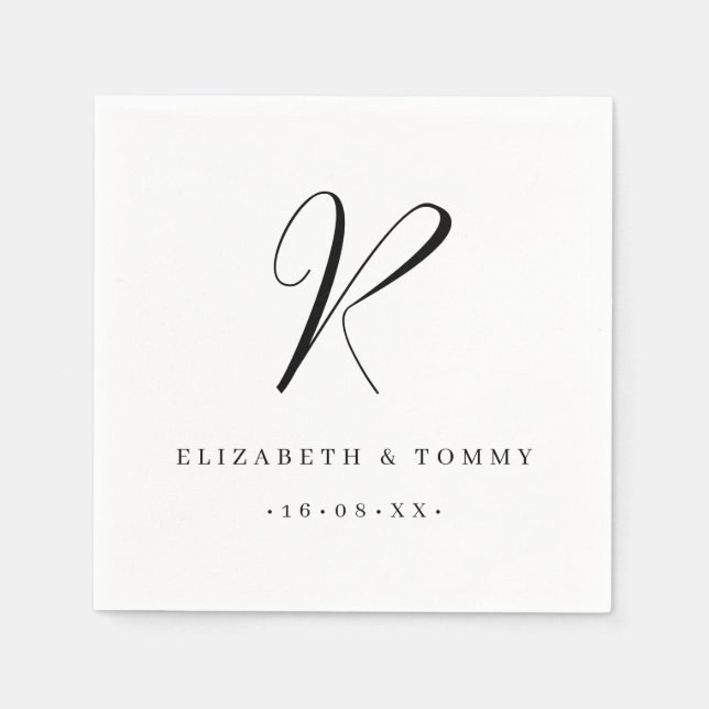 Couple Name Last Name Monogram Wedding Napkin (Front)