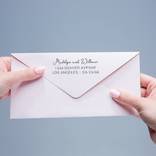 Couple Name Modern Wedding Address Script Self-inking Stamp