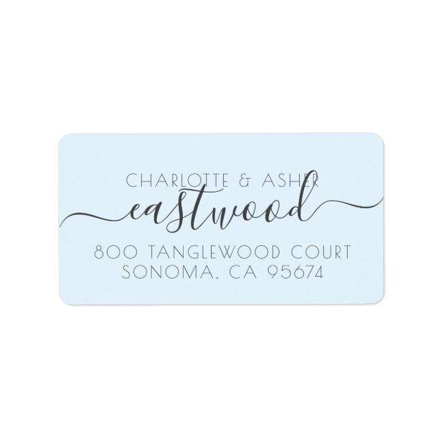Couple Name Monogram Blue Return Address Label (Front)