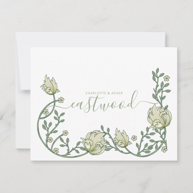 Couple Name Monogram Wildflower Green Floral Card (Front)