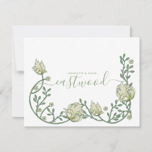 Couple Name Monogram Wildflower Green Floral Card