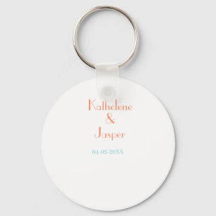 COUPLE NAME PEACH GREEN DATE WEDDING ROMANTIC ELEG KEY RING