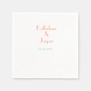 COUPLE NAME PEACH GREEN DATE WEDDING ROMANTIC ELEG NAPKIN