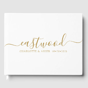Couple Name Wedding Gold Monogram  Guest Book