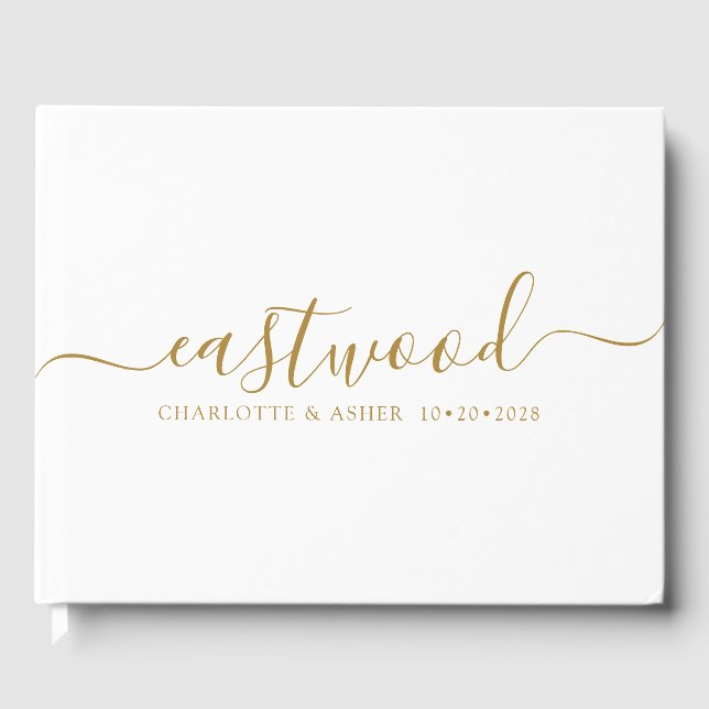 Couple Name Wedding Gold Monogram  Guest Book (Front)