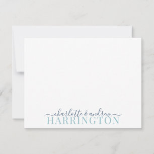 Couple Name Wedding Monogram Pastel Blue And Navy  Card
