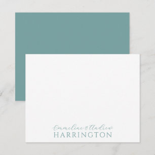 Couple Name Wedding Monogram Pastel Blue Green Card