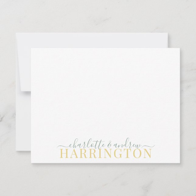 Couple Name Wedding Monogram Pastel Green Mustard Card (Front)