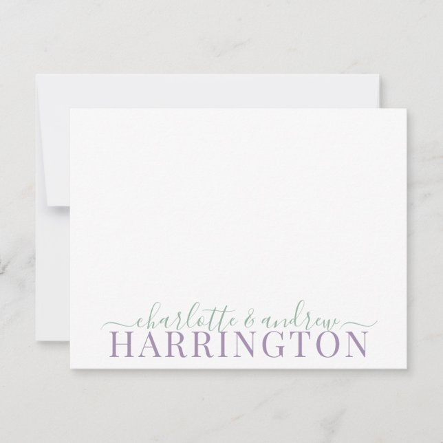 Couple Name Wedding Monogram Pastel Purple Green Card (Front)