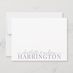 Couple Name Wedding Monogram Pastel Purple Green Card