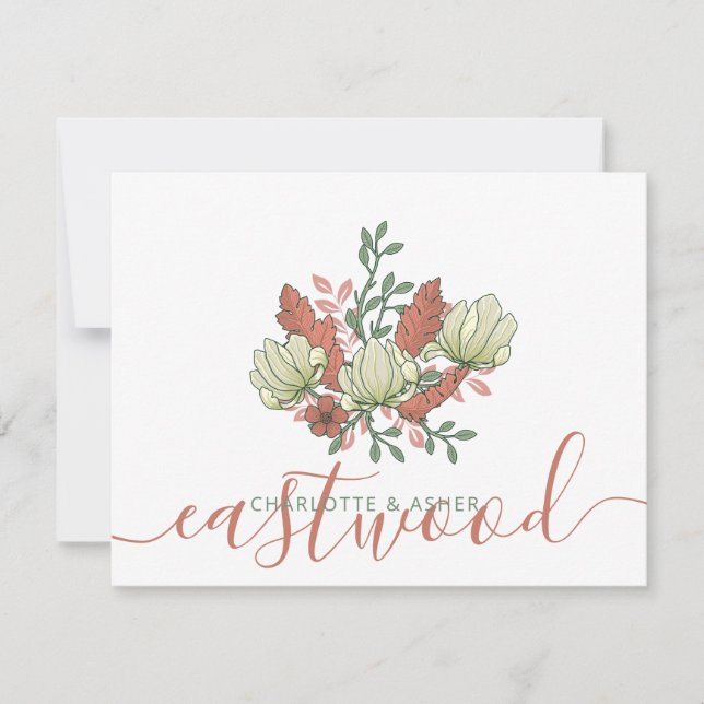 Couple Name Wedding Monogram Vintage Floral Card (Front)