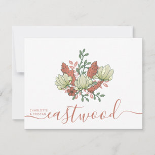 Couple Name Wedding Monogram Vintage Floral Card