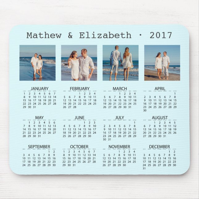 Couple Names and Photos | 2017 Photo Calendar Mouse Mat (Front)